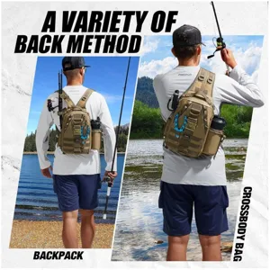 Outdoor tactical fishing backpack, large capacity multi-functional lure bag, convertible design.