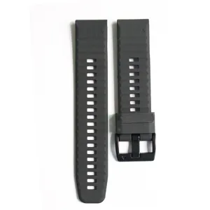 Cinturino per orologio in silicone a sgancio rapido grigio scuro con fori traspiranti.