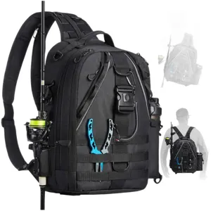Tactical Fishing Backpack Large Capacity Sling Bag Multi-Function Outdoor Sports Gear Storage