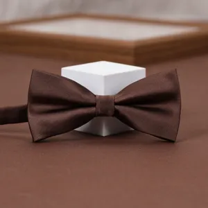 Papillon retro marrone per uomini e donne, classico accessorio per camicia da sposa in tinta.
