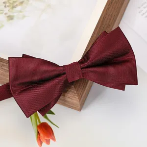 Nœud papillon bordeaux en gros-grain pour homme accessoire de costume mariage élégant.