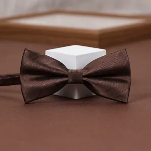 Farfallina a righe marrone da uomo abito camicia matrimonio sposo festa affari cravatta