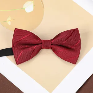 Wine red bow tie for men wedding groom formal suit neckwear classic textured design