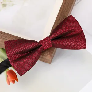 Élégant nœud papillon rouge pour homme à motif chevron pour mariage et costume habillé.