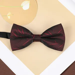 Wine red silk bow tie for men wedding groom suit detail close up elegant neckwear classic