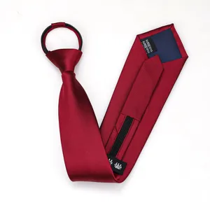 Corbata roja con cremallera para hombres negocios moda color sólido formal corbata