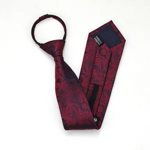 Corbata de negocios con cremallera y diseño paisley clásico, corbata fácil de usar para hombres.
