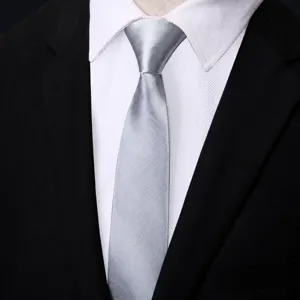 Cravatta argentata con cerniera, cravatta formale da uomo per affari e matrimoni.