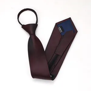 Corbata con cremallera de negocios preanudada corbata estrecha para hombres y mujeres detalle