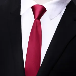 Cravatta da uomo bordeaux classica, tessuto elegante e liscio per abito formale e matrimoni.