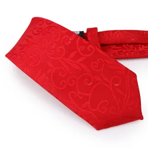 Corbata de Negocios Boda para Hombre Poliéster Teñido en Hilo Jacquard Floral Rojo Corbata Estrecha Hecha a Mano Traje Ropa de Cuello
