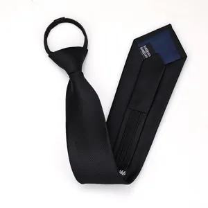Corbata negra con cremallera para hombres y mujeres, corbata formal de negocios para trabajo de oficina.