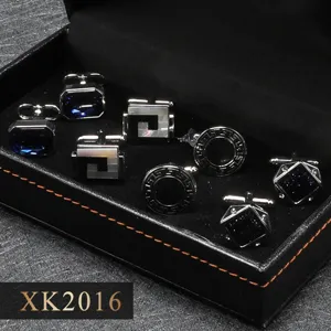 Lot de 4 boutons de manchette français pour homme, coffret cadeau d'affaires de luxe.