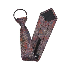 Corbata con cremallera de negocios patrón paisley azul naranja traje formal boda
