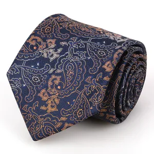 Classic blue paisley necktie for men, elegant jacquard woven tie for business formal wear.