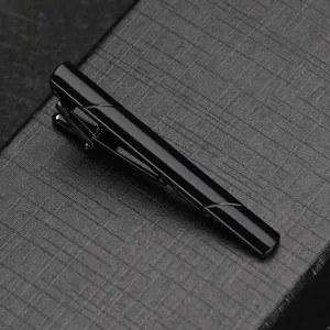 Pince à cravate noire classique en métal pour hommes accessoire de costume formel élégant