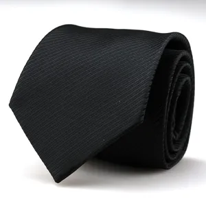 Classic black men's formal business tie featuring a sleek diagonal texture detail.