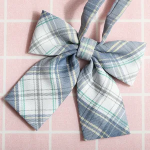 Pajarita de cuadros azules estilo JK japonés, corbata corta elegante para uniforme escolar.