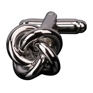 Gemelos de nudo plateados para hombre, elegantes gemelos de metal para camisa de vestir.