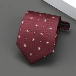 Corbata burdeos estampada con cremallera para hombre, ropa formal de negocios.
