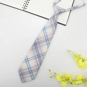 Corbata de cuadros estilo JK japonés estudiante perezoso accesorio uniforme azul