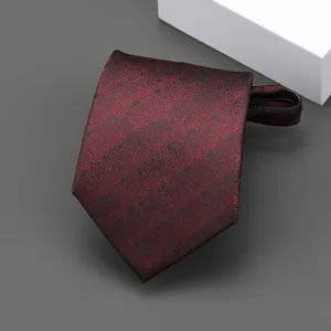 Corbata burdeos de lunares con cremallera para hombre y mujer, corbata formal de negocios.