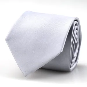 Silver grey men's necktie for business suits, classic wedding formal wear necktie accessory.
