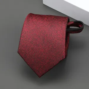Corbata con cremallera burdeos para hombre y mujer, elegante y práctica para bodas y negocios.