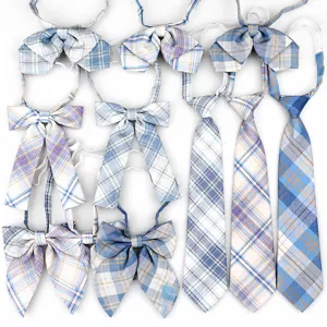 Corbata de Cuadros Azules Estilo Universitario Uniforme JK Japonés Lindo Lazo de Estudiante Cinta Accesorio de Cuello de Moda