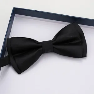Classic black formal bow tie for men wedding groom business party packaged in a gift box.