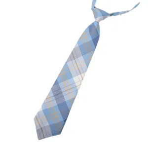 Corbata a cuadros azules preanudada, corbata corta estilo uniforme escolar japonés JK.