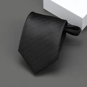 Corbata negra con cremallera para ropa formal de negocios corbata texturizada estrecha hombre.