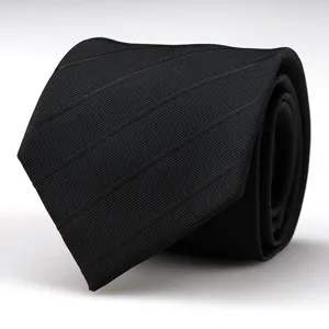 Classic black necktie with subtle texture, perfect for business and formal wear.