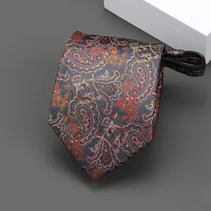 Detalle de corbata de negocios con cremallera, patrón de cachemira y textura.