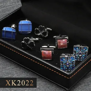 Coffret Cadeau 4 Paires Boutons de Manchette Homme Luxe Business Chemise Boîte