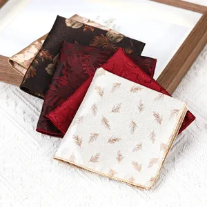 Vintage leaf pattern men suit pocket square handkerchief formal wedding fabric accessory