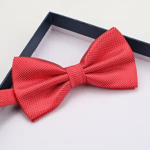 Men's Red Grid Bow Tie Formal Wedding Groom Party Neckwear Bowtie Clothing Accessory