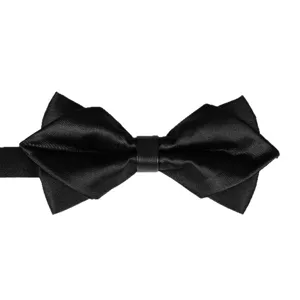 Elegante farfallino triangolare nero da uomo per affari formali e matrimoni, appuntito.