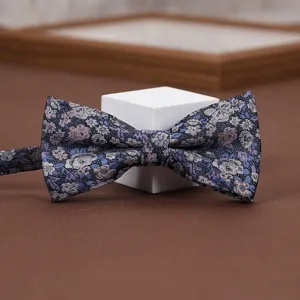 Men vintage floral jacquard bow tie elegant double layer suit shirt necktie accessory