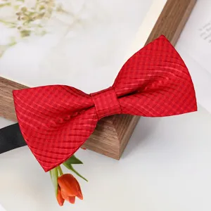 Red plaid bow tie for men wedding groom groomsmen classic style fashion accessory