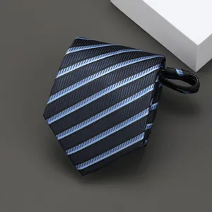 Classic business striped pre-tied zipper tie for men and women professional suit accessory