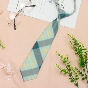 Japanese style JK plaid pre-tied necktie for students, cute academy uniform short tie.