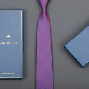 Exquisite textured stripe tie with elegant gift box, ideal for formal business wear.
