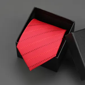 Classic red striped zipper necktie for men and women business suits wedding wear.