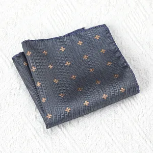 Heren Pocketsquare Donkerblauw Visgraat Vintage Bloem Kostuum Zakdoek Accessoire