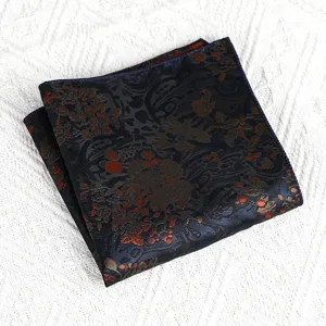 Heren vintage bloemen pak zakpochet, elegante donkerblauwe zakdoek voor formele bruiloft zaken.