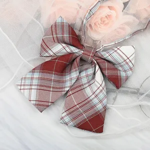 JK Japanese style red blue plaid bow tie collar ribbon student shirt uniform accessory