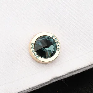 Boutons de manchette élégants en cristal pour homme chemise détail accessoire doré