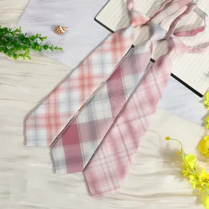 Japanese Pre Tied Plaid Necktie Women Men College Style JK Uniform Shirt Bow Tie Fashion Student Neck Tie