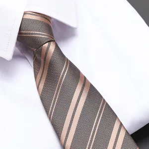 Classic striped men's necktie in brown and black, perfect for formal business attire.